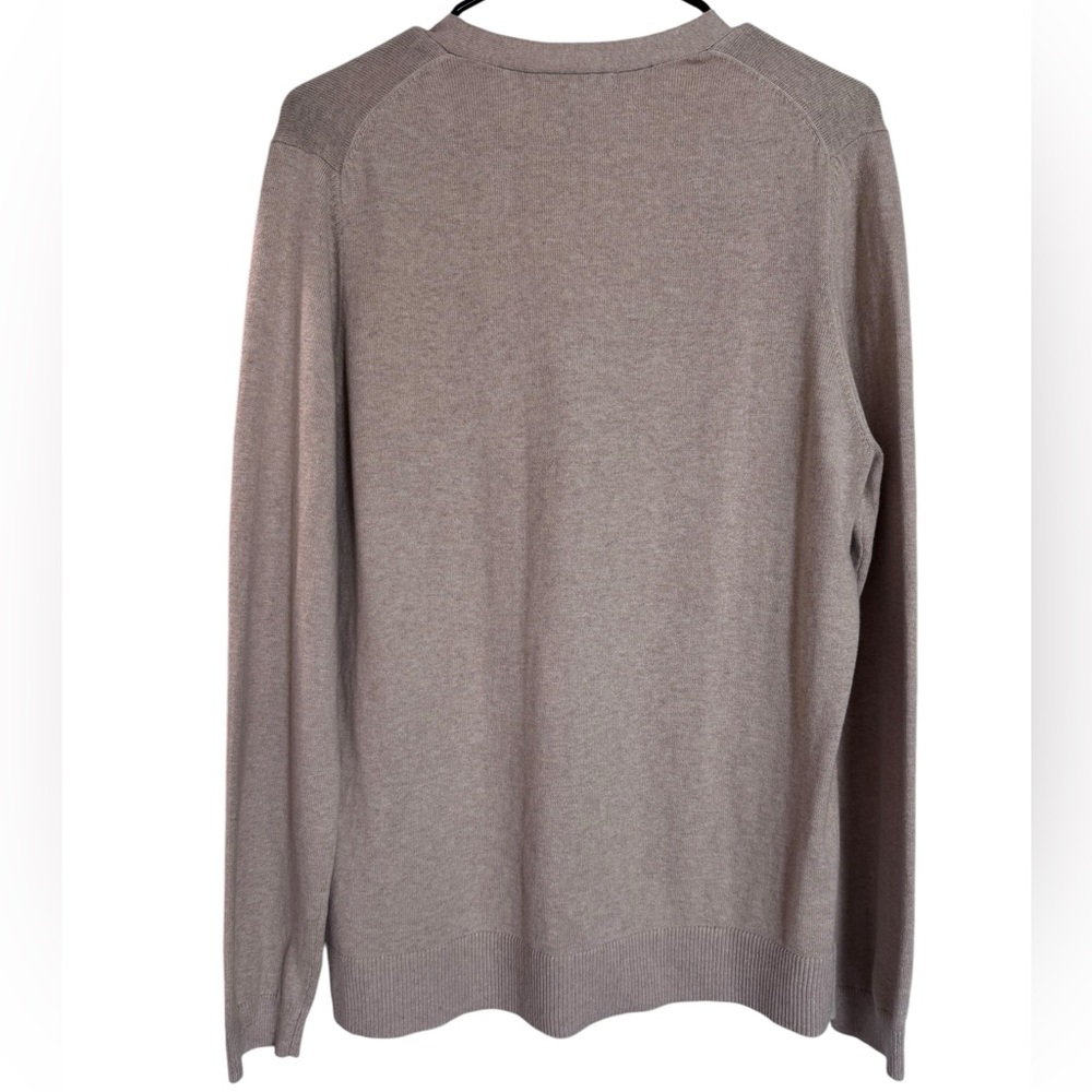Lands' End Women's Tie-Neck Button Cardigan - Taupe - Picture 2 of 12